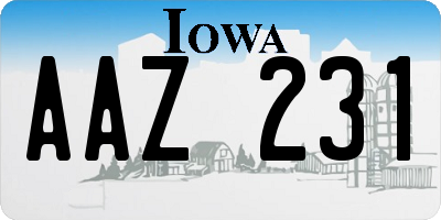 IA license plate AAZ231