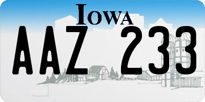 IA license plate AAZ233