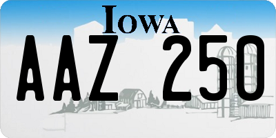 IA license plate AAZ250