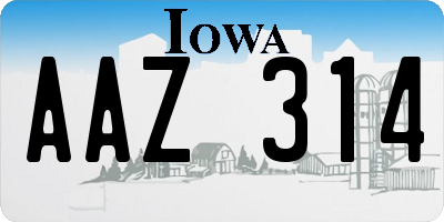 IA license plate AAZ314
