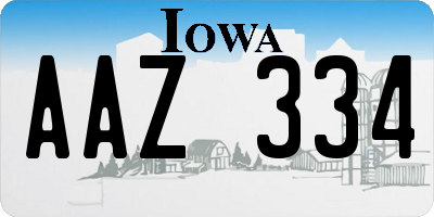 IA license plate AAZ334
