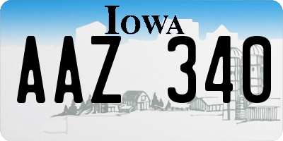 IA license plate AAZ340