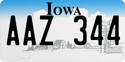 IA license plate AAZ344