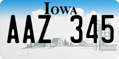 IA license plate AAZ345