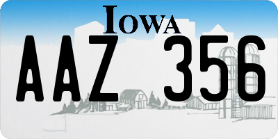IA license plate AAZ356