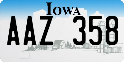 IA license plate AAZ358