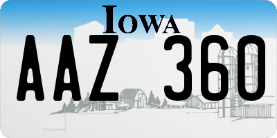 IA license plate AAZ360