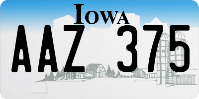 IA license plate AAZ375