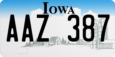 IA license plate AAZ387