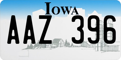 IA license plate AAZ396