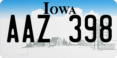 IA license plate AAZ398