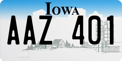 IA license plate AAZ401