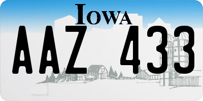 IA license plate AAZ433