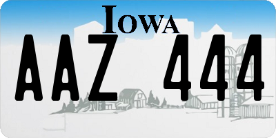 IA license plate AAZ444