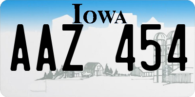 IA license plate AAZ454