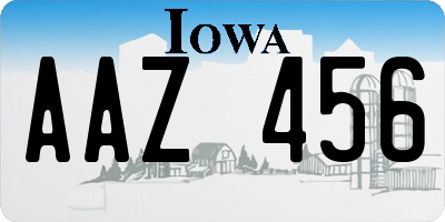 IA license plate AAZ456