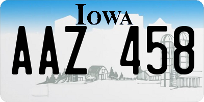 IA license plate AAZ458