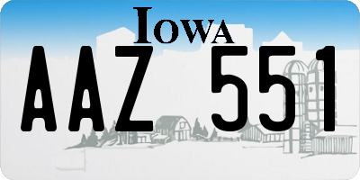 IA license plate AAZ551