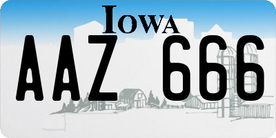 IA license plate AAZ666