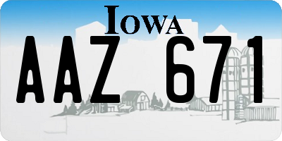 IA license plate AAZ671