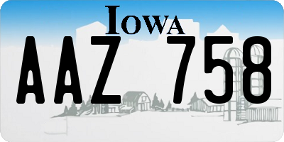 IA license plate AAZ758