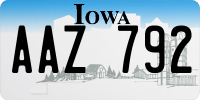 IA license plate AAZ792