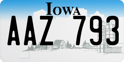 IA license plate AAZ793