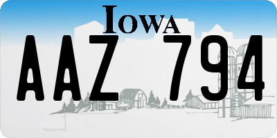 IA license plate AAZ794