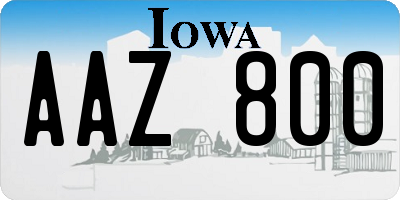 IA license plate AAZ800