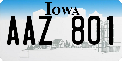 IA license plate AAZ801