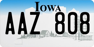 IA license plate AAZ808