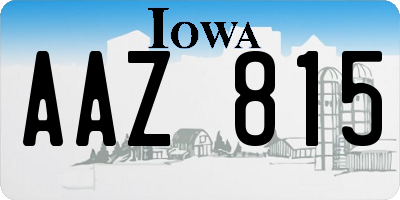 IA license plate AAZ815