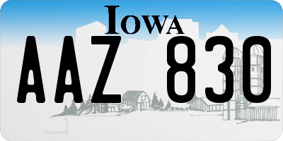 IA license plate AAZ830