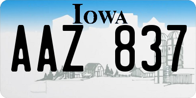 IA license plate AAZ837