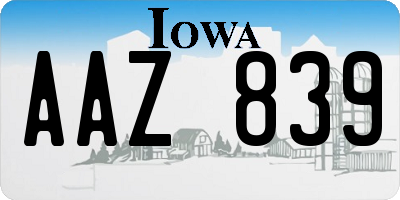 IA license plate AAZ839