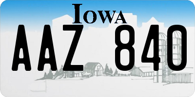 IA license plate AAZ840
