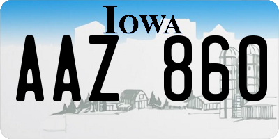 IA license plate AAZ860