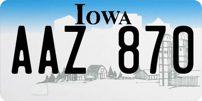 IA license plate AAZ870