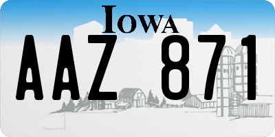 IA license plate AAZ871