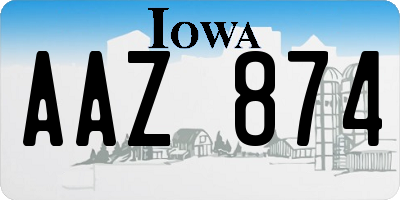 IA license plate AAZ874