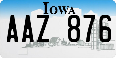 IA license plate AAZ876