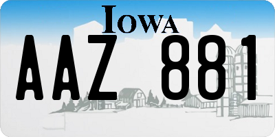 IA license plate AAZ881