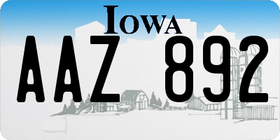 IA license plate AAZ892