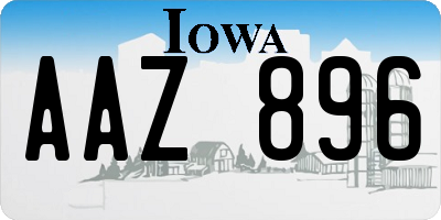IA license plate AAZ896