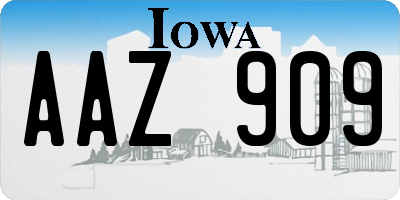 IA license plate AAZ909