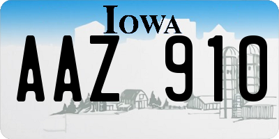 IA license plate AAZ910