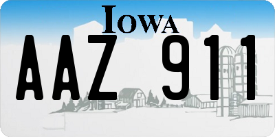 IA license plate AAZ911