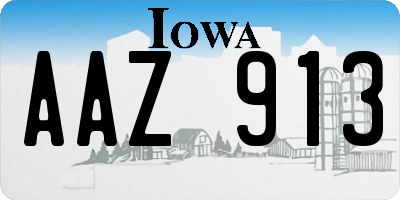 IA license plate AAZ913