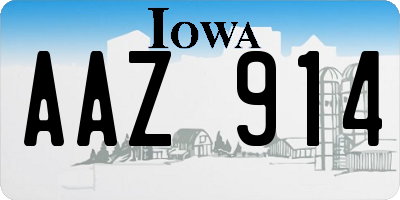 IA license plate AAZ914