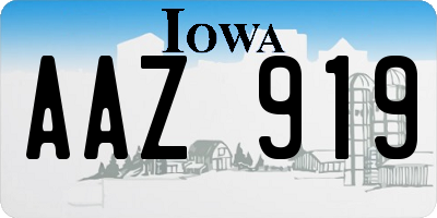 IA license plate AAZ919